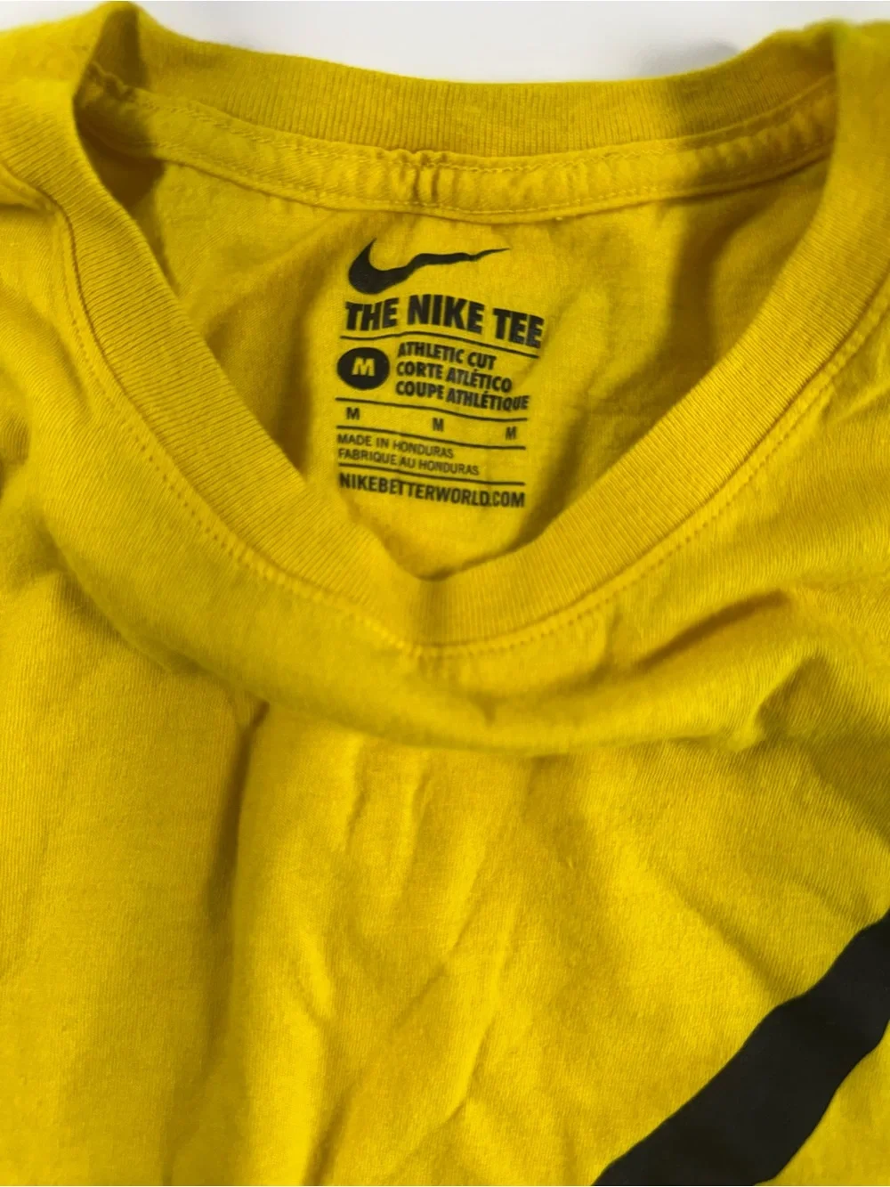 Nike Yellow Long Sleeve Crew with Large Black Swoosh